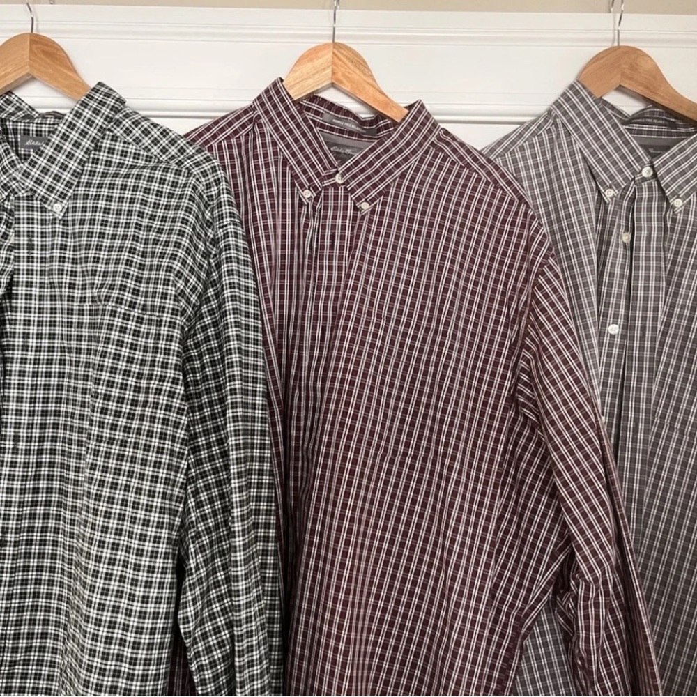 3 Eddie Bauer 3X BIG wrinkle free button down cotton men’s shirts